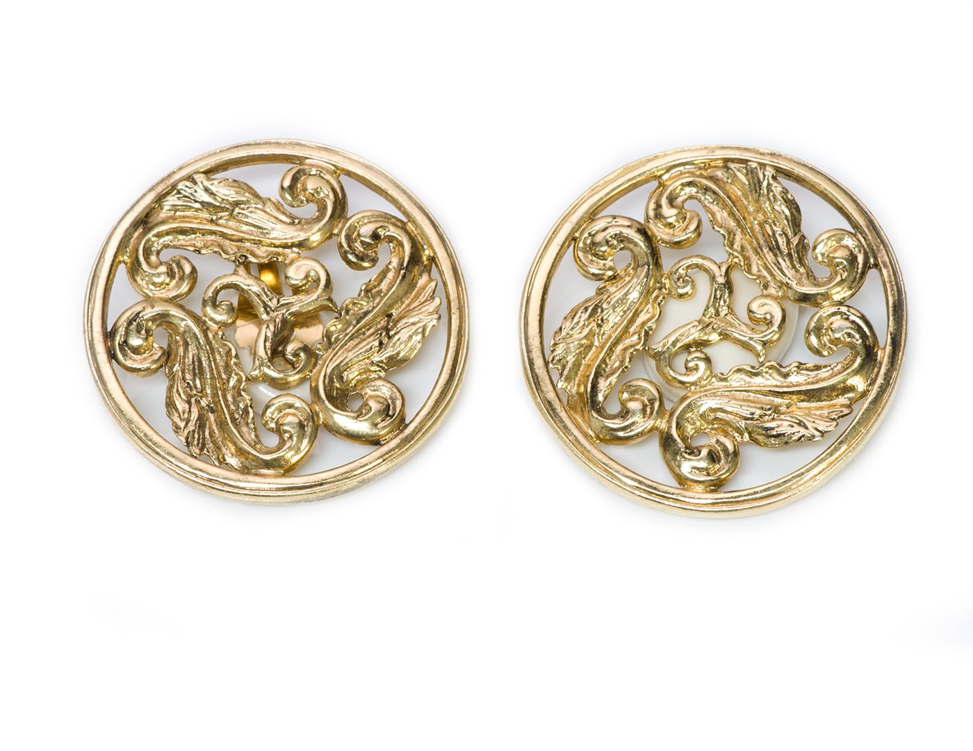 Vintage Yves Saint Laurent YSL Gold Tone Earrings