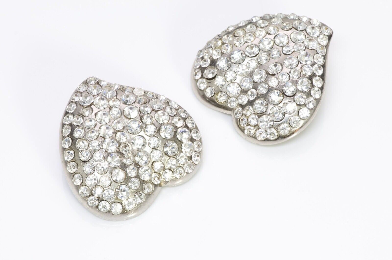 Vintage Yves Saint Laurent YSL Rive Gauche Crystal Heart Earrings