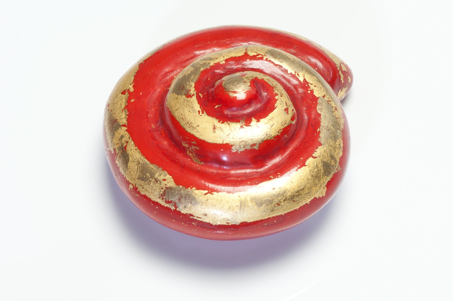 Vintage Yves Saint Laurent YSL Rive Gauche Red Gold Enamel Shell Brooch