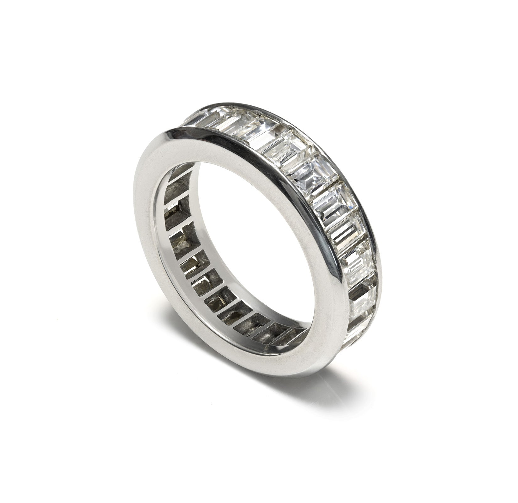 Diamond Baguette Eternity Band Ring Platinum Vintage