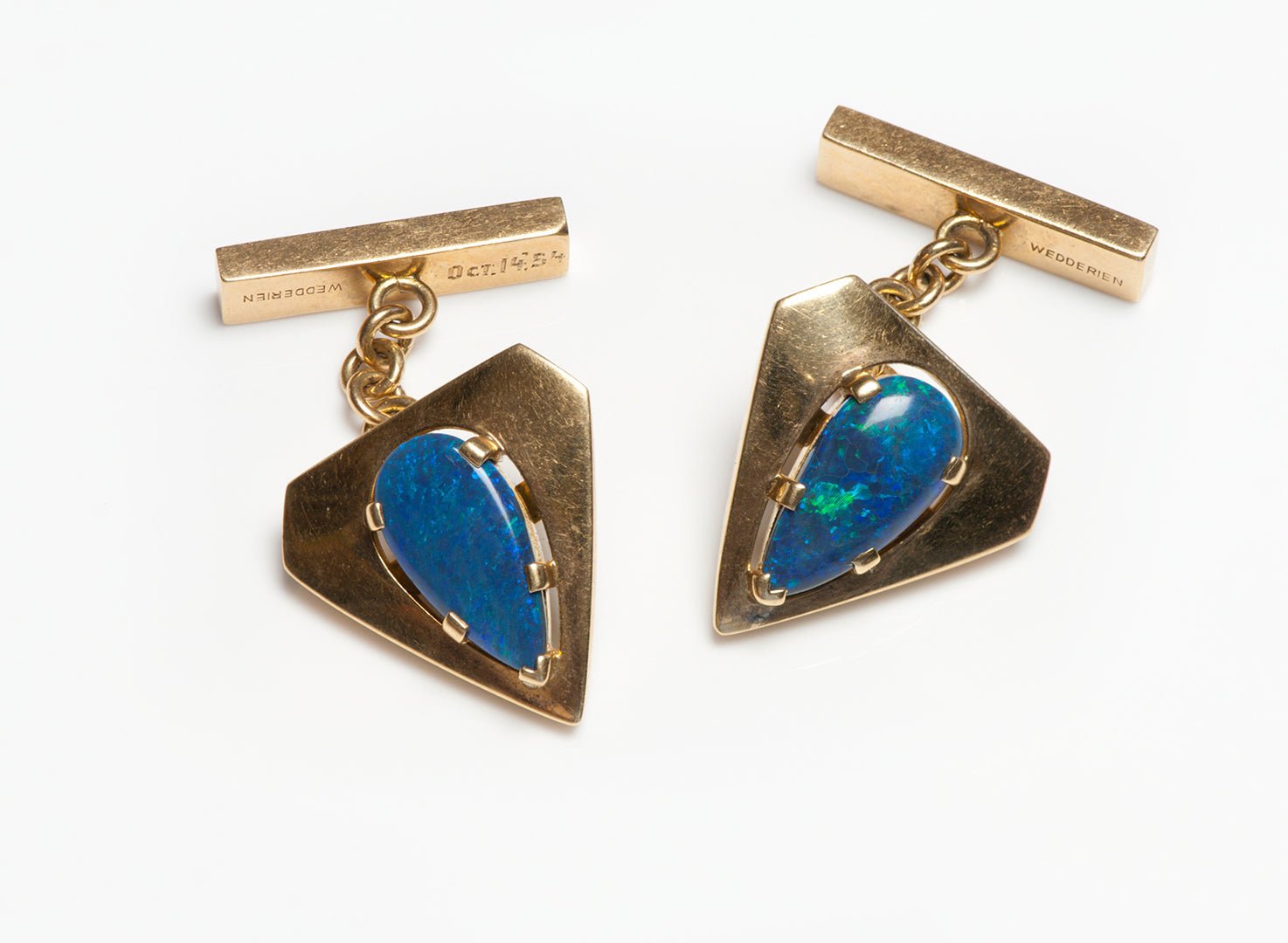 Wedderien Yellow Gold Black Opal Cufflinks