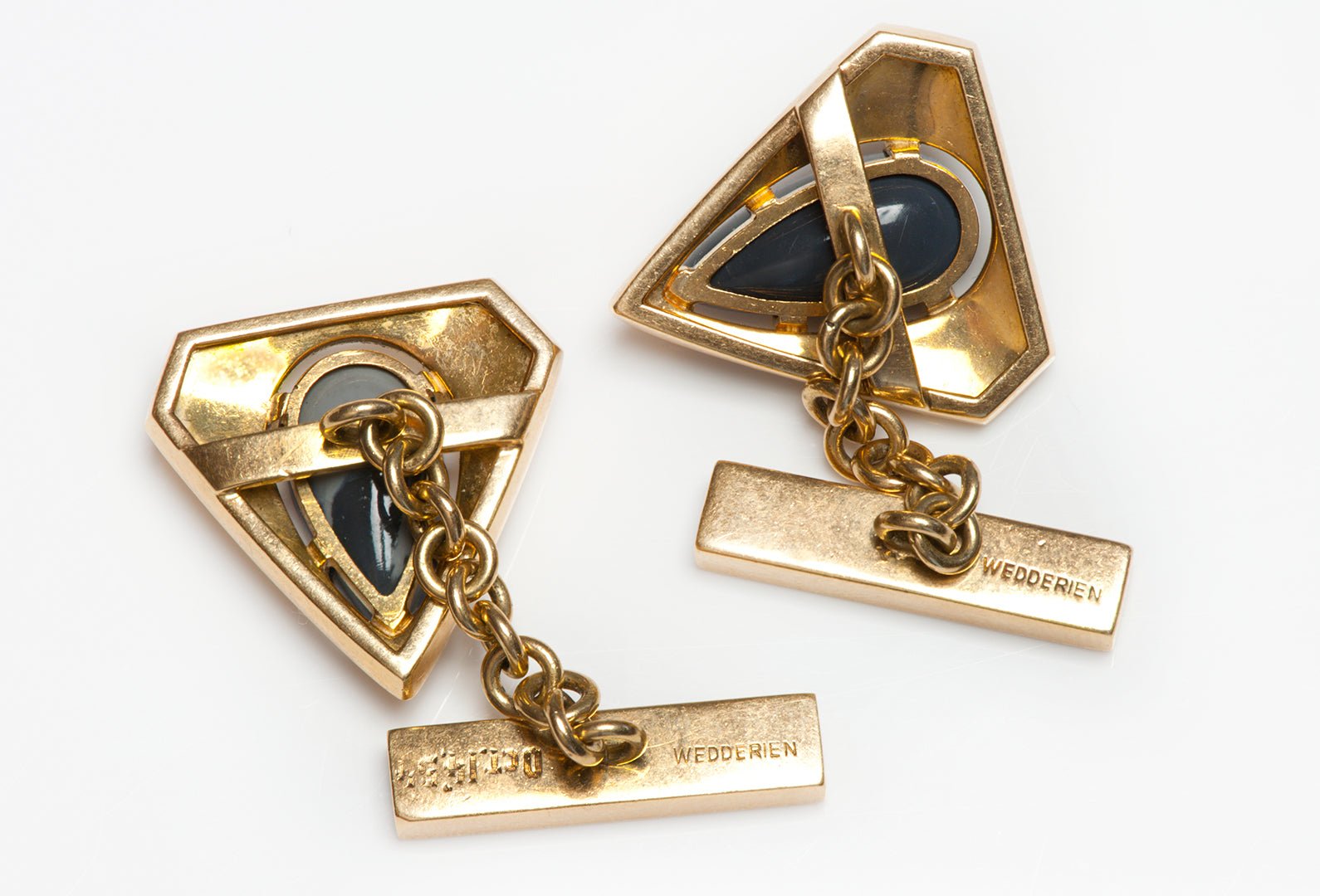 Wedderien Yellow Gold Black Opal Cufflinks