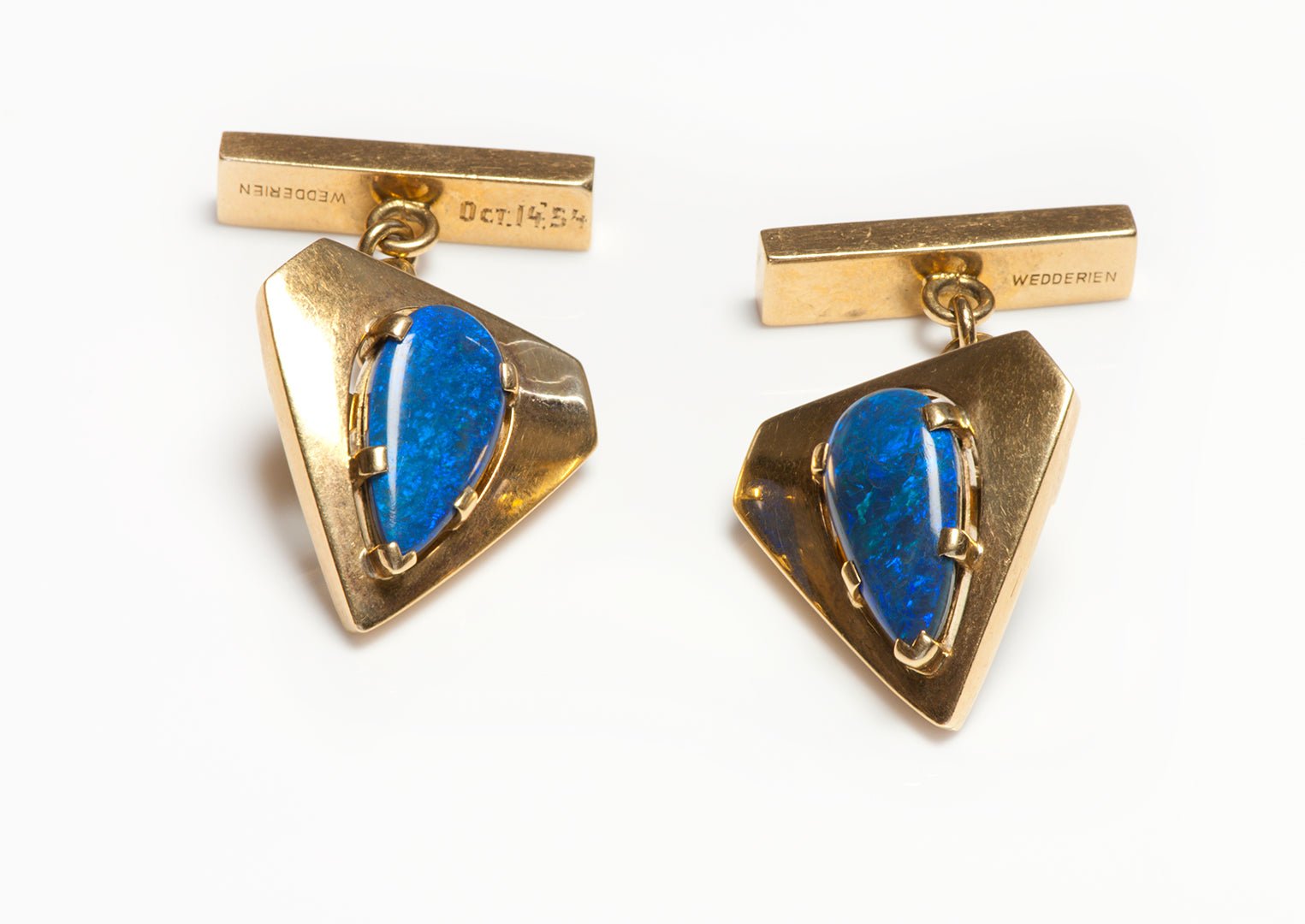 Wedderien Yellow Gold Black Opal Cufflinks