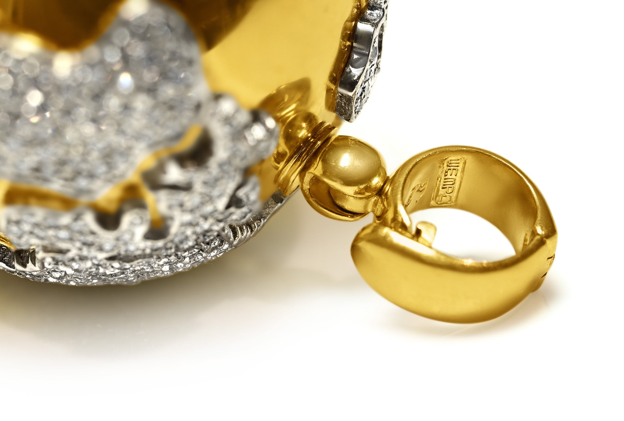 Hallmark by Wempe 18K Yellow White Gold Diamond World Map Globe Pendant