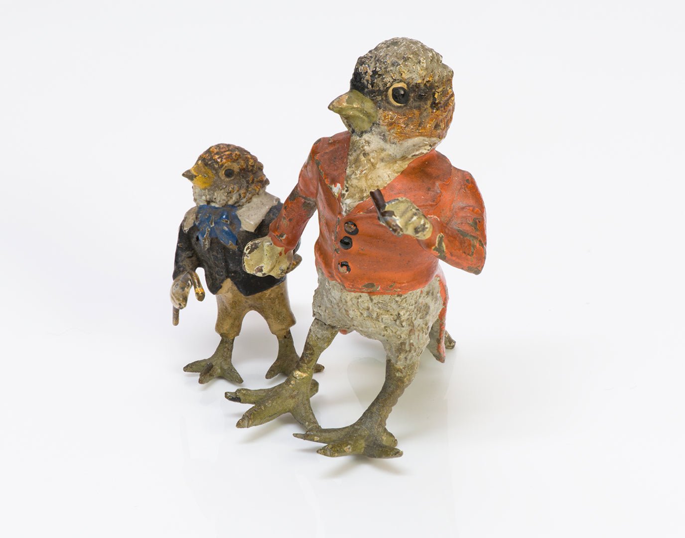 Whimsical Antique Austrian Cold Painted Bronze Birds