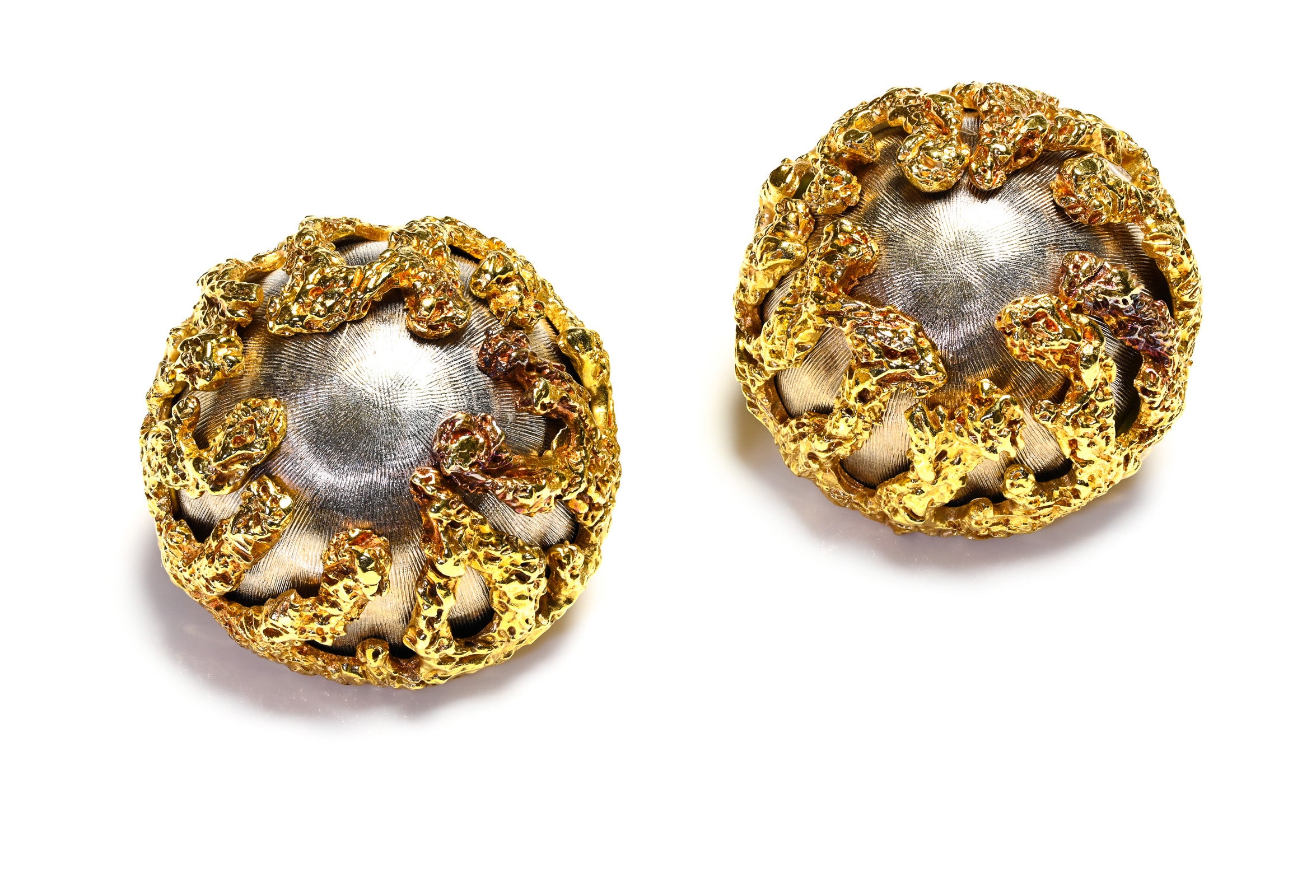 Textured 18K Gold Dome Earrings