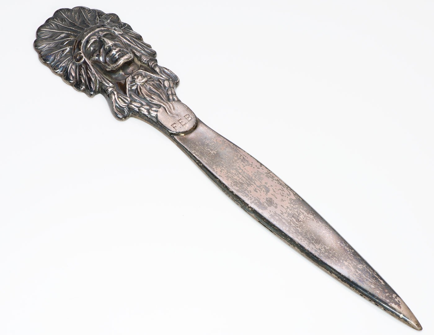 William B. Kerr American Indian Chief Silver Letter Opener