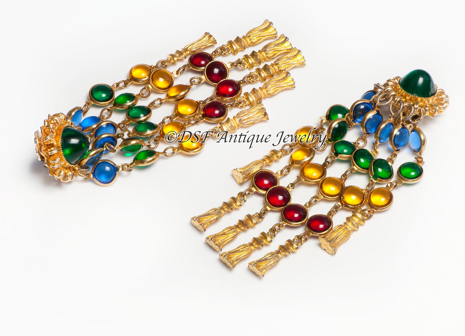 William DeLillo Maison Gripoix 1970's Glass Tassel Earrings