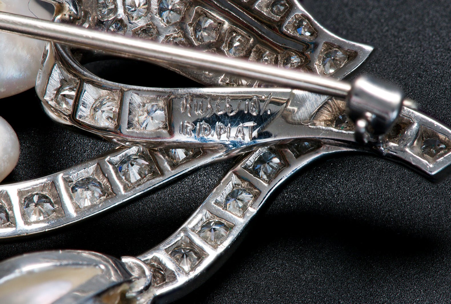 William Ruser Platinum Pearl Diamond Brooch