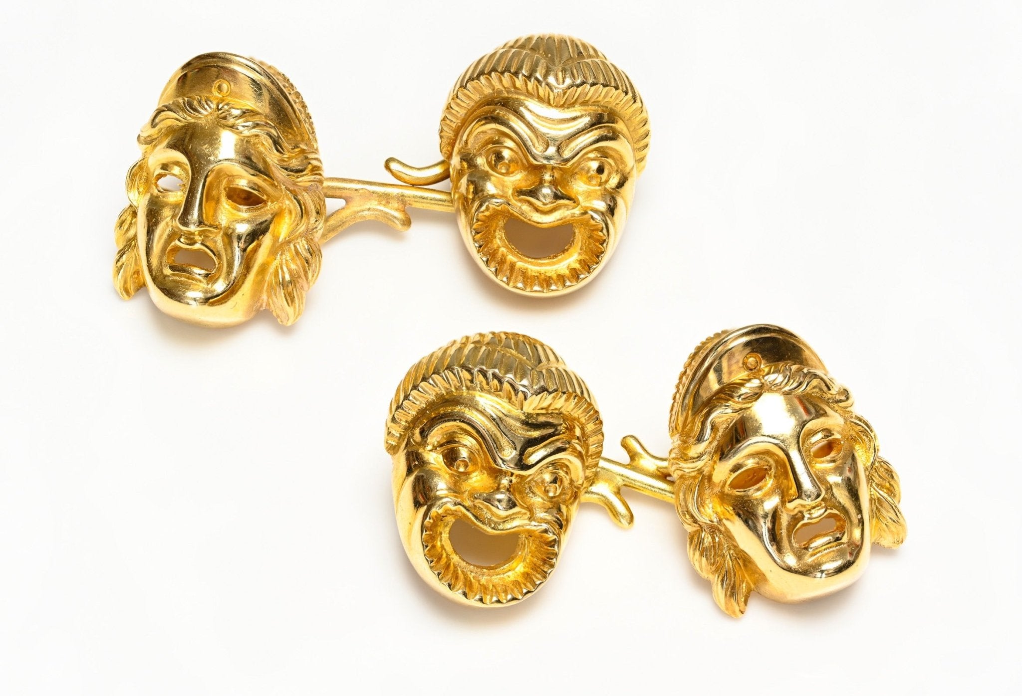 Wonderful 18 Karat Gold Comedy Tragedy Cufflinks