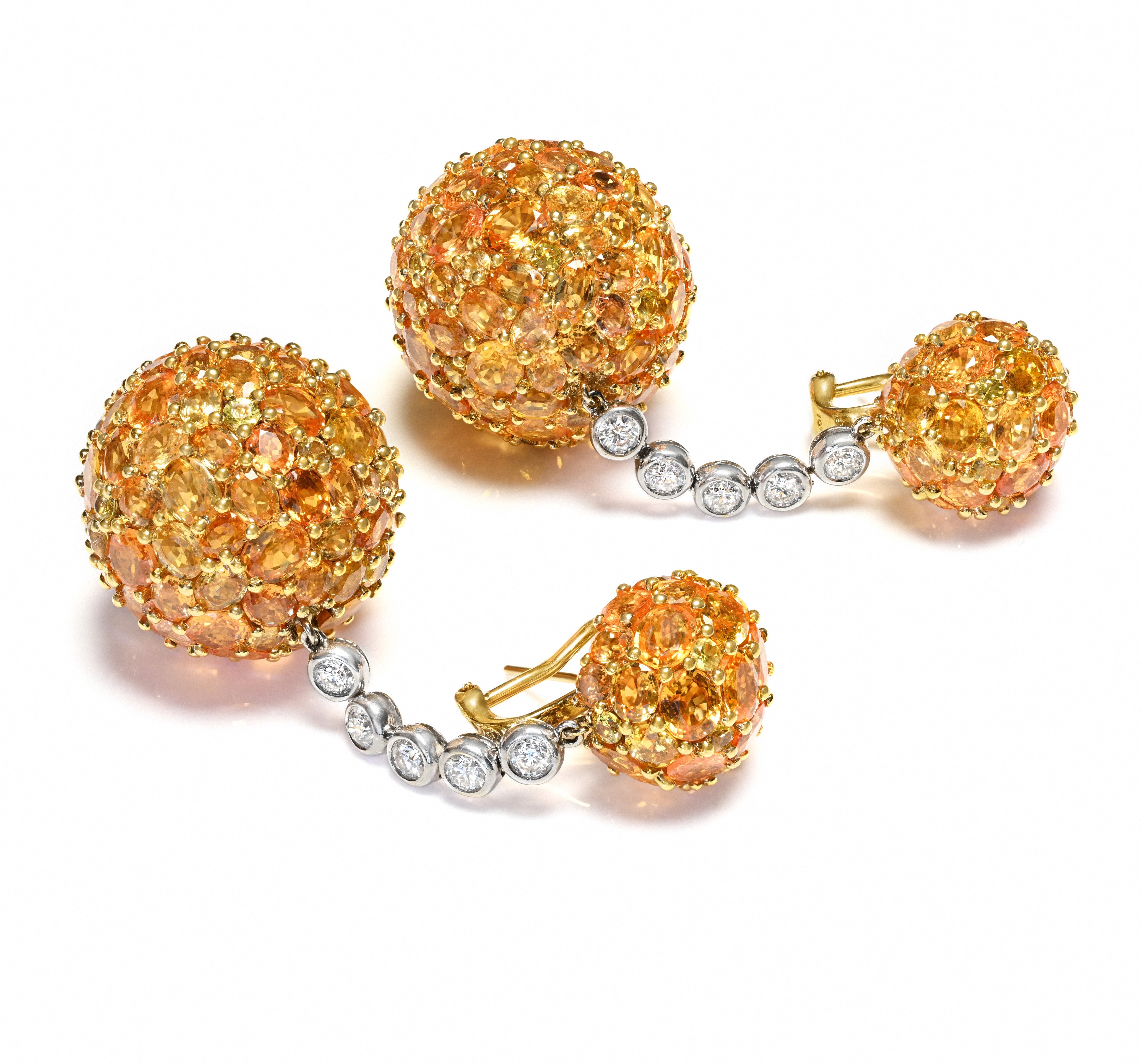 Sapphire Diamond Drop Earrings 18K Gold
