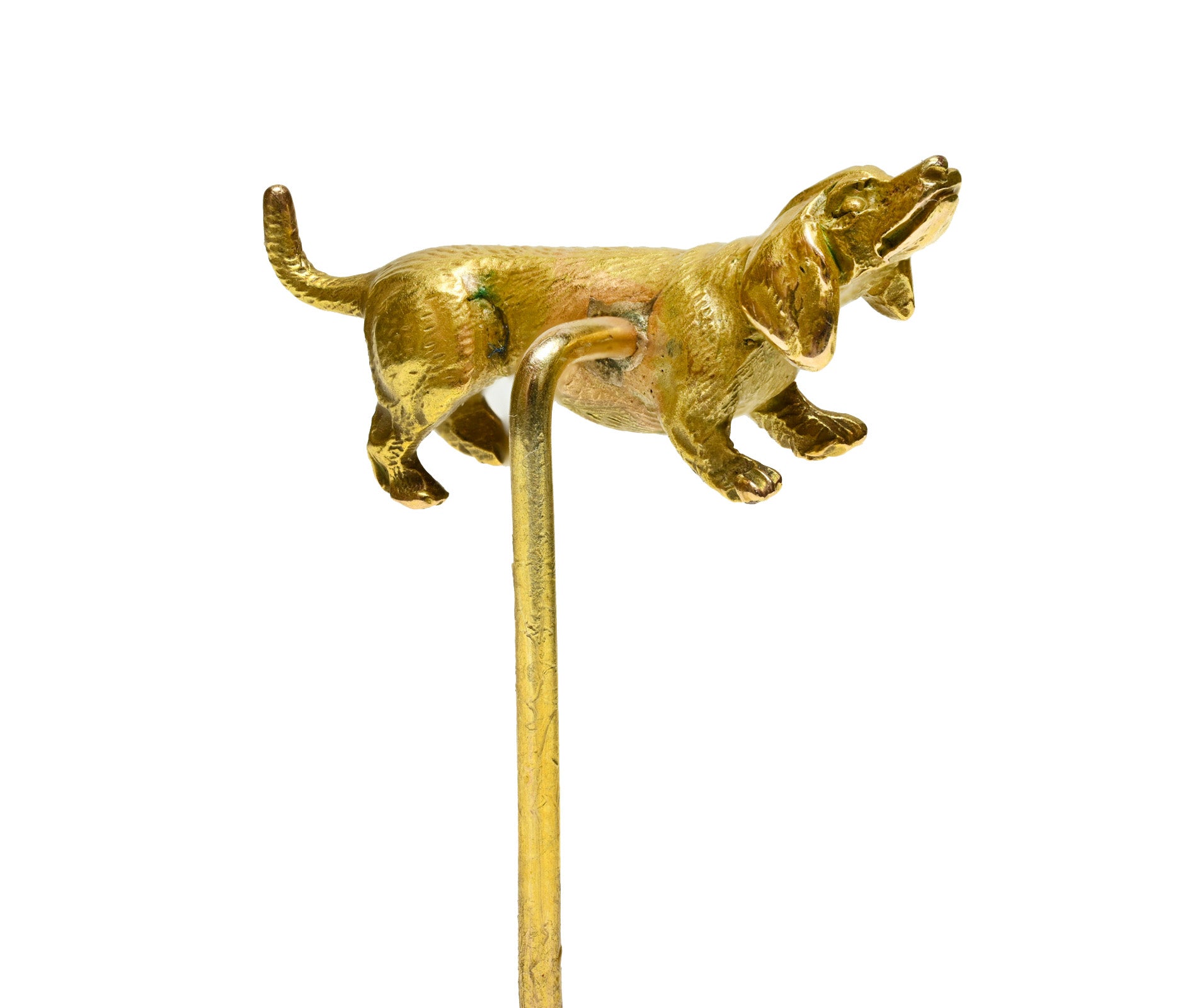 Antique Victorian 14K Yellow Gold Dog Stick Pin