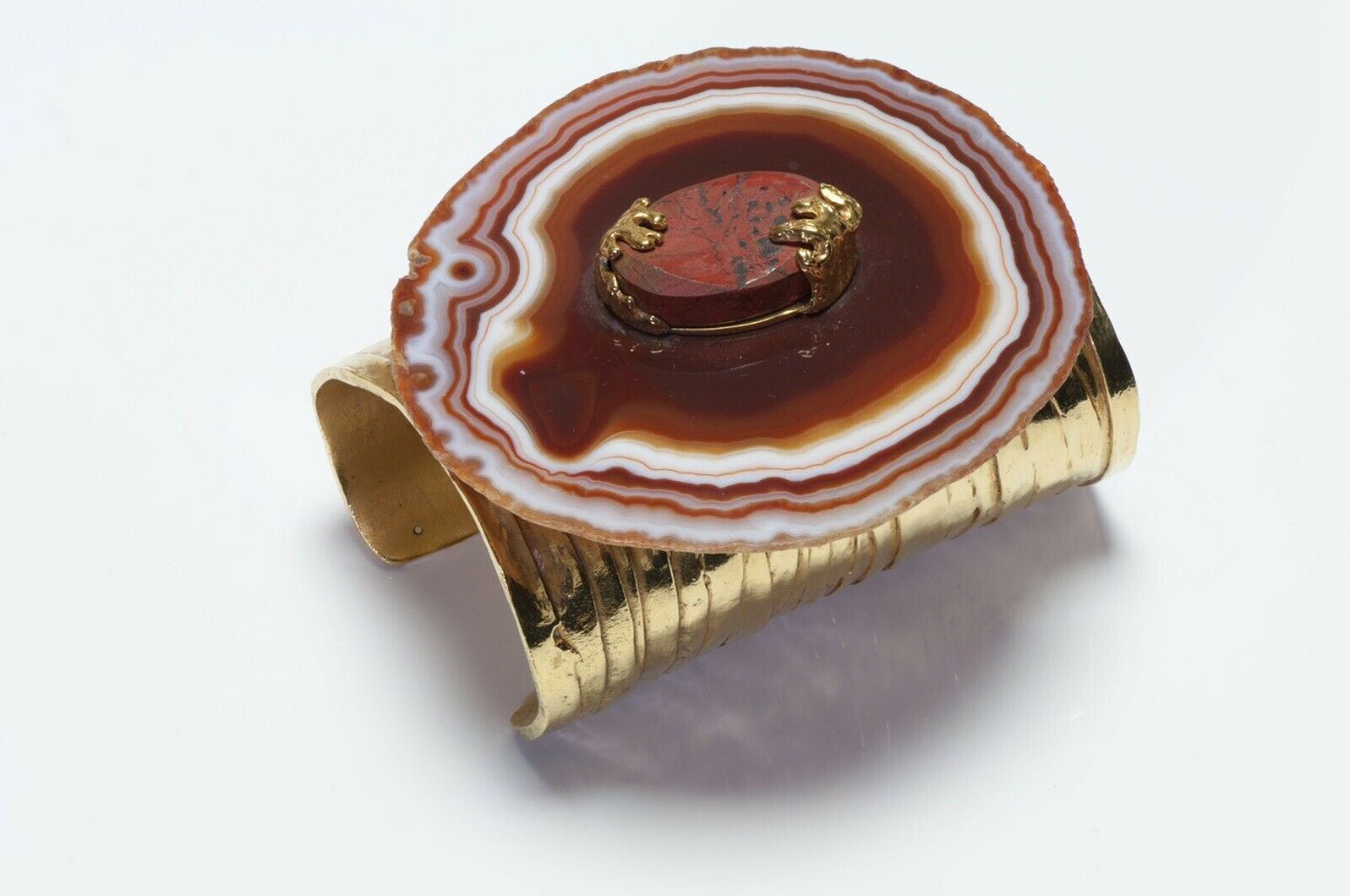Yves Saint Laurent Arty Brown Agate Cuff Bracelet