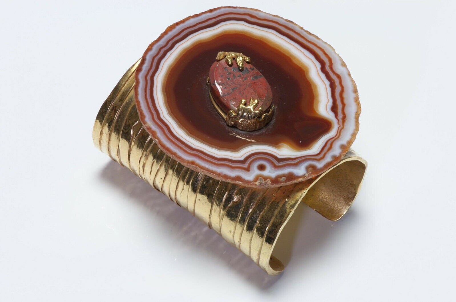 Yves Saint Laurent Arty Brown Agate Cuff Bracelet