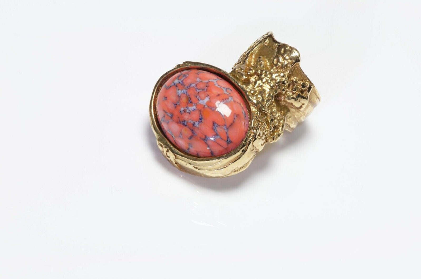 Yves Saint Laurent Arty Orange Cabochon Glass Ring