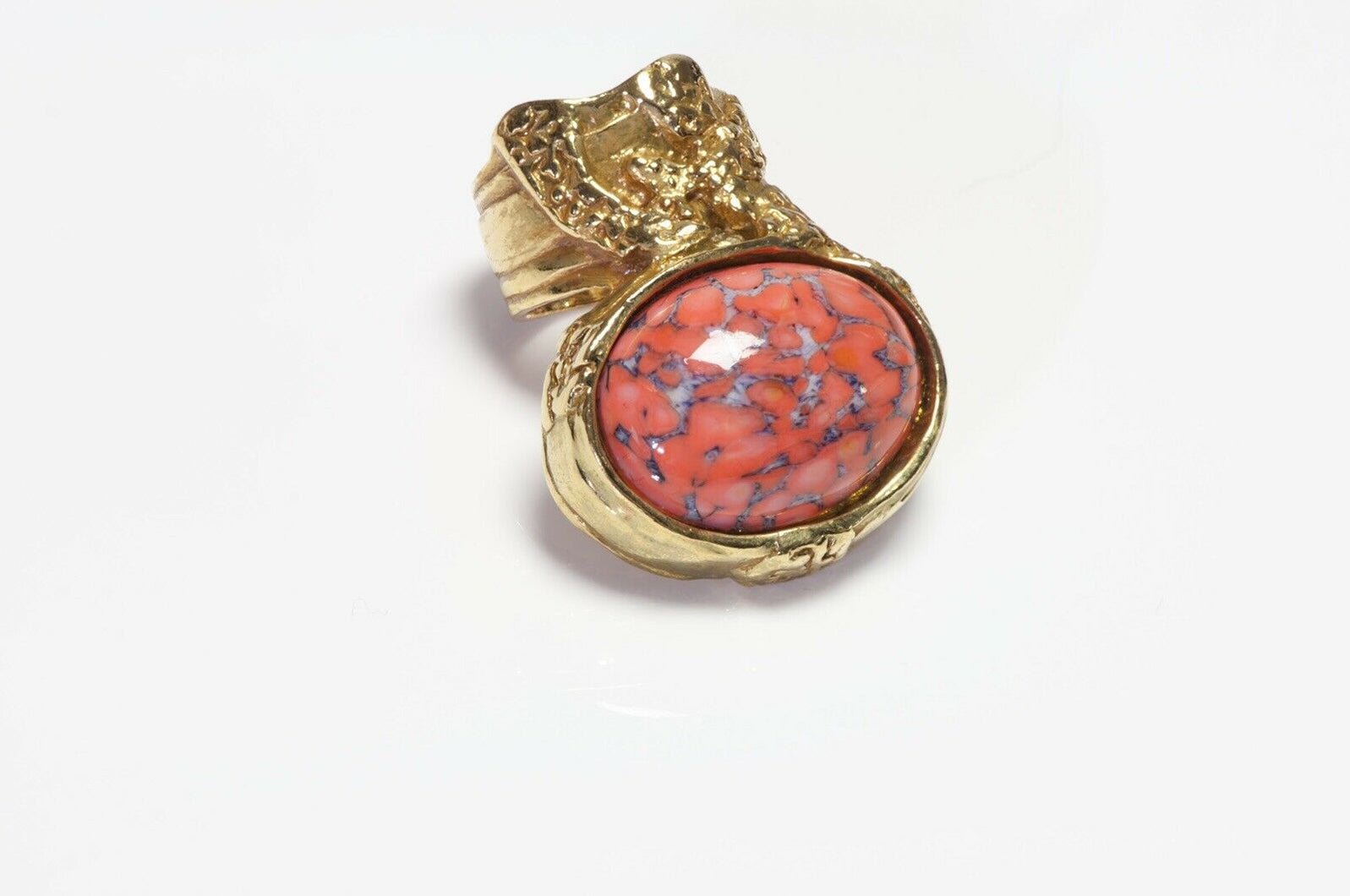 Yves Saint Laurent Arty Orange Cabochon Glass Ring