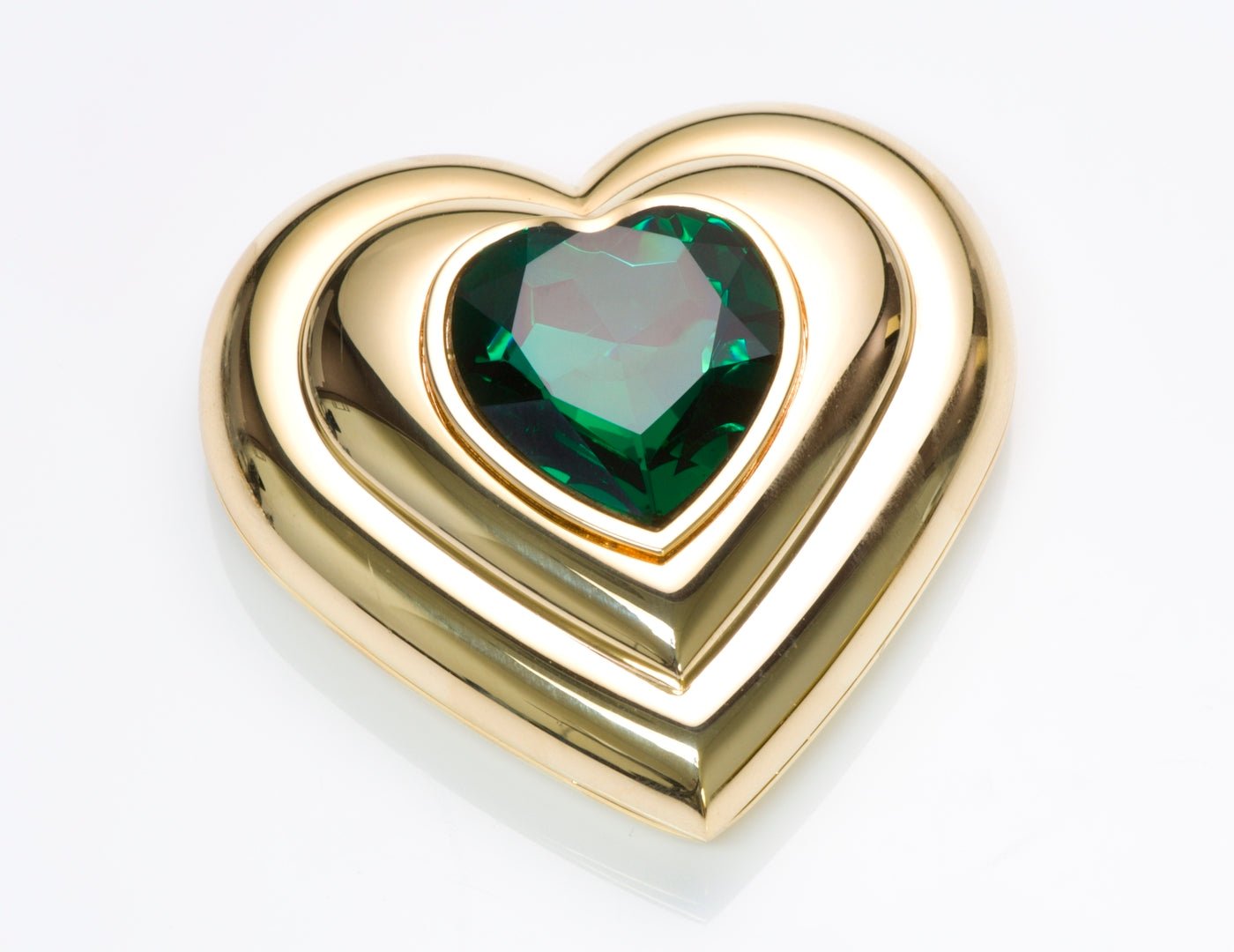 Vintage 1980's Yves Saint Laurent Green Heart Compact