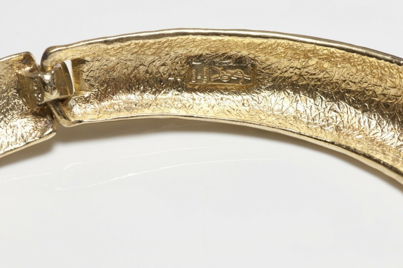 Yves Saint Laurent Paris Gold Plated Hammered Necklace