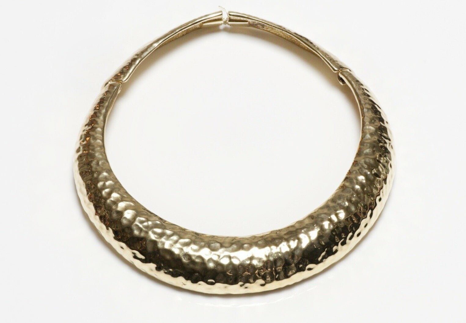 Yves Saint Laurent Paris Gold Plated Hammered Necklace