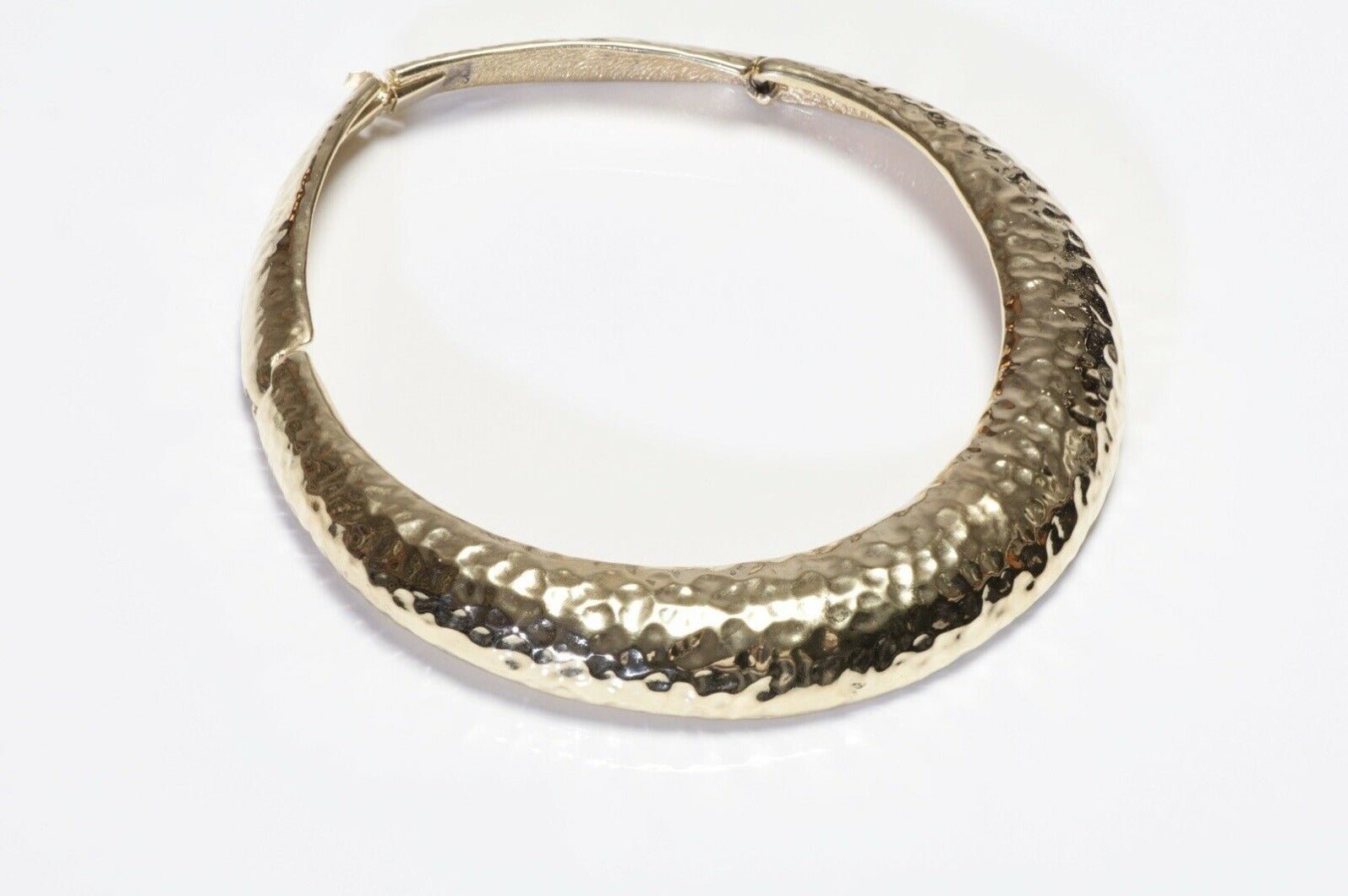 Yves Saint Laurent Paris Gold Plated Hammered Necklace