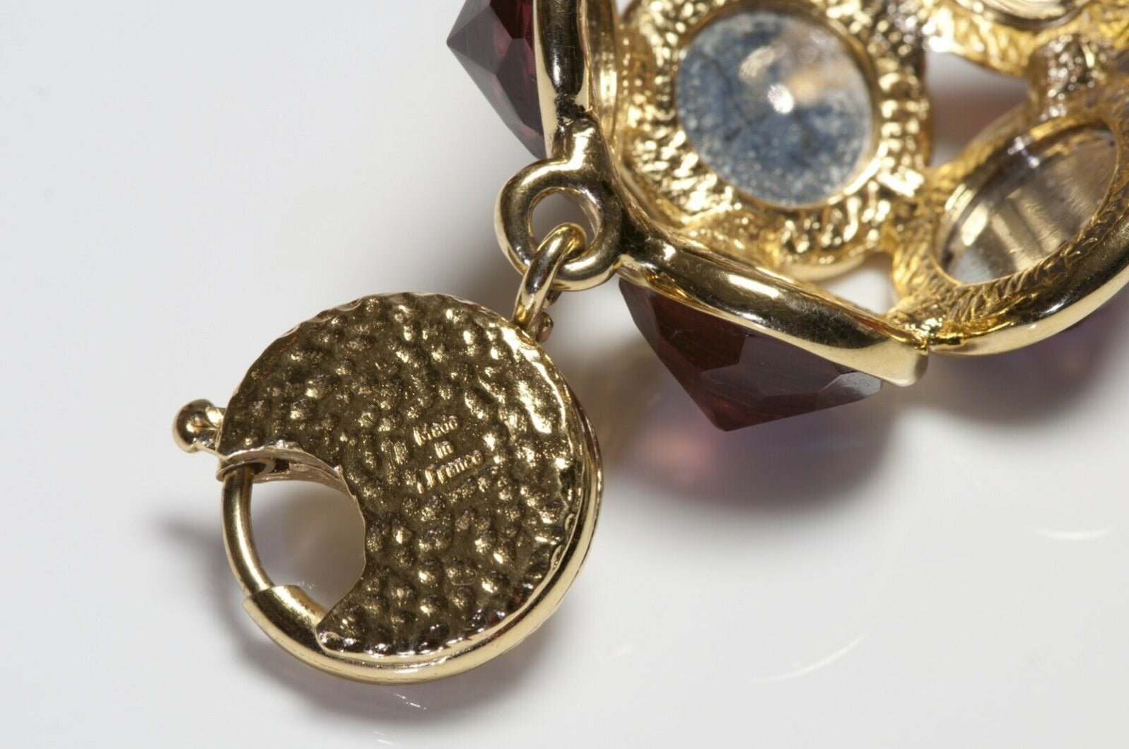 Yves Saint Laurent Paris Gold Plated Red Pink Crystal Bracelet