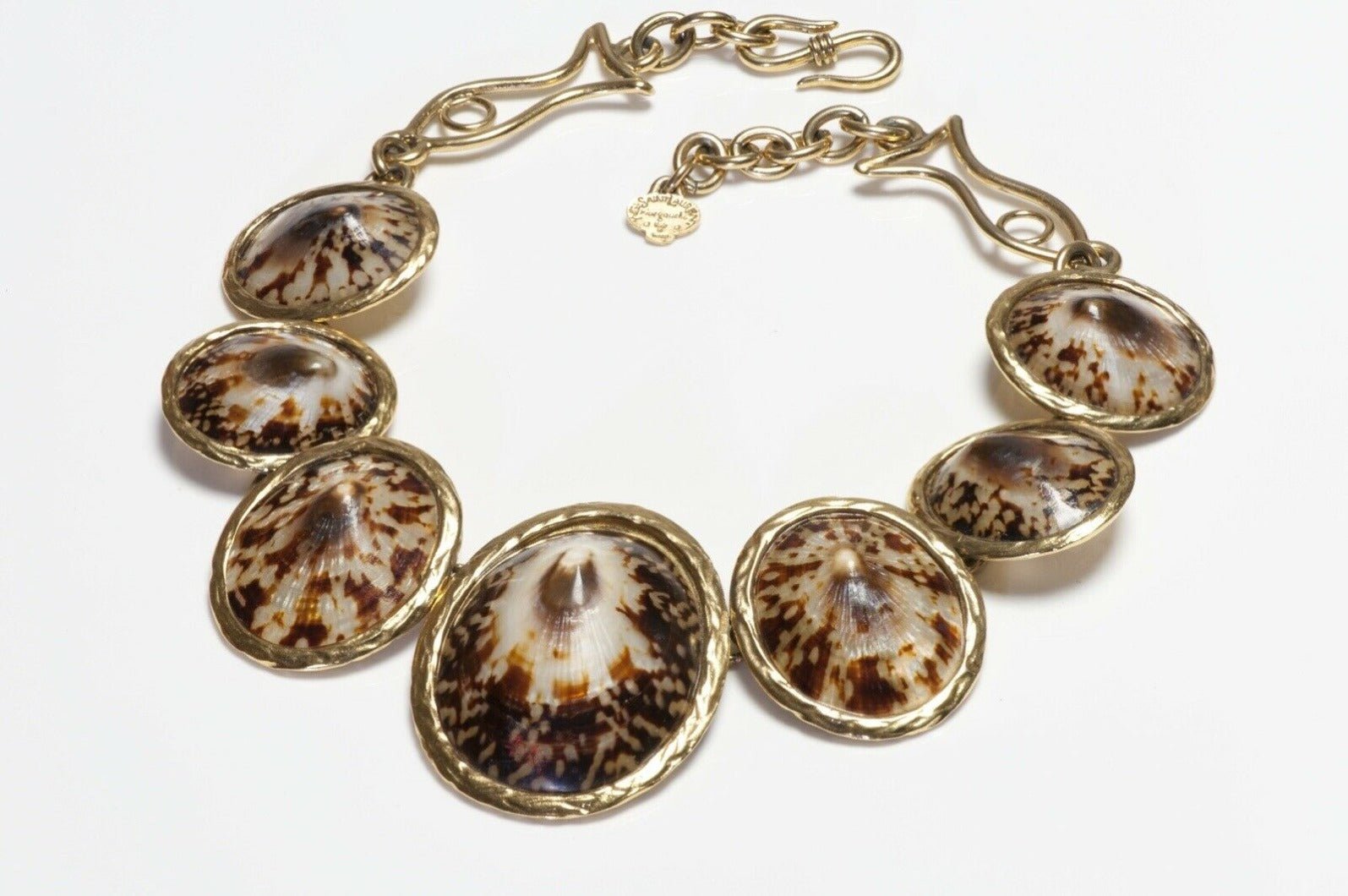 Yves Saint Laurent Rive Gauche Brown Sea Shell Fish Necklace