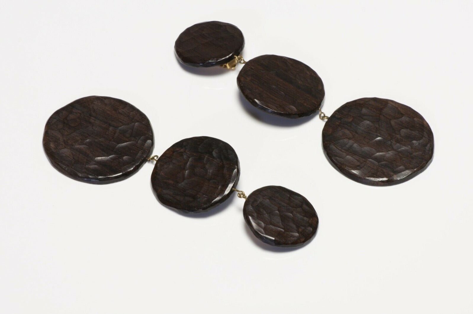 Yves Saint Laurent Rive Gauche Extra Long Brown Wood Earrings