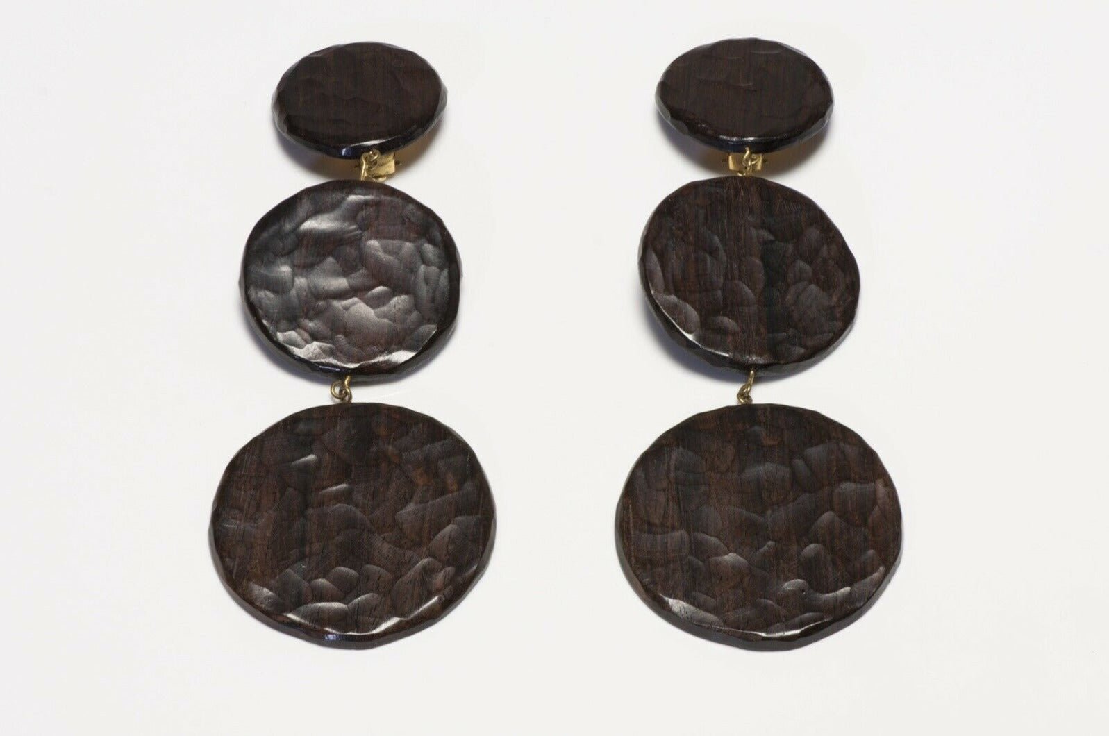 Yves Saint Laurent Rive Gauche Extra Long Brown Wood Earrings