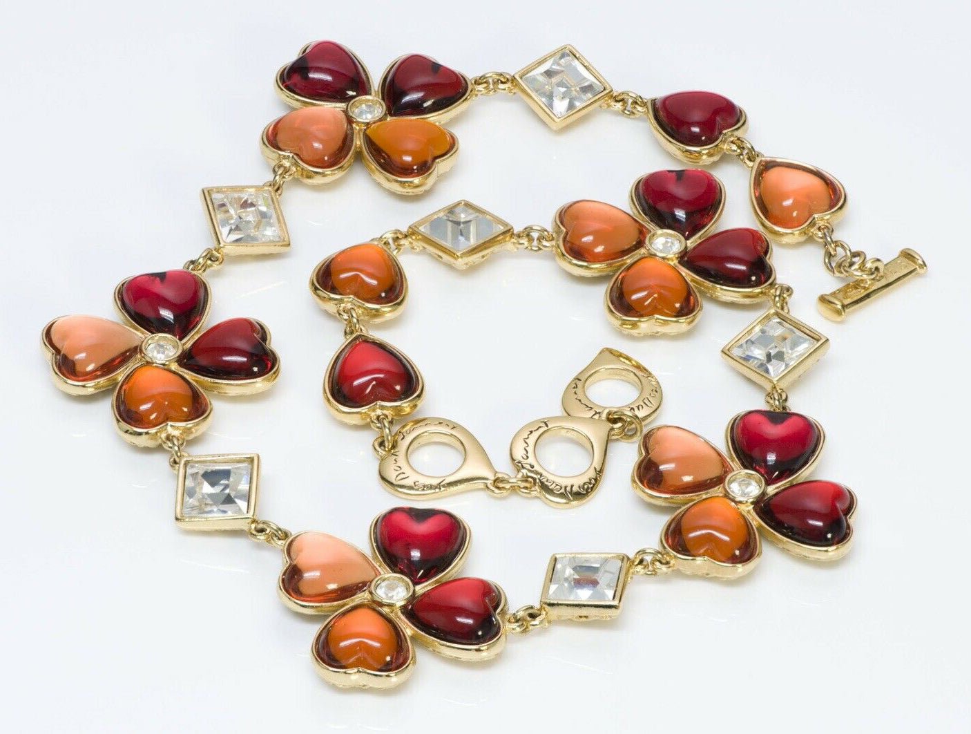 Yves Saint Laurent YSL 1980’s Lucite Heart Flower Necklace