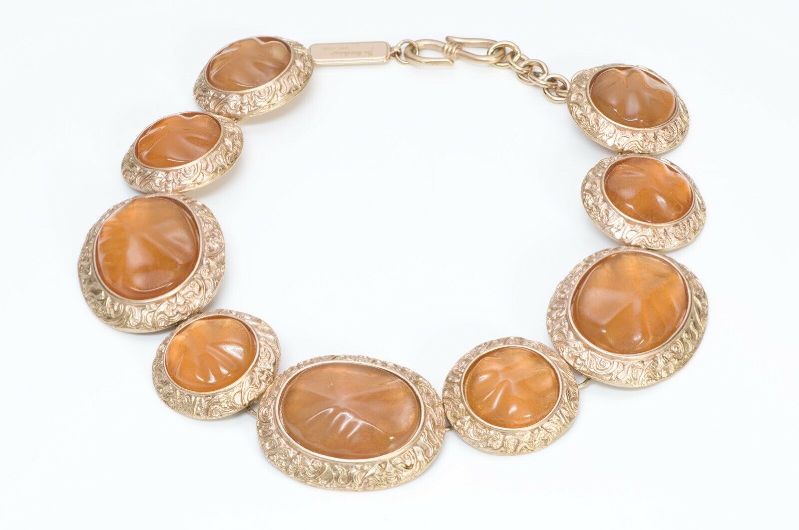 Yves Saint Laurent YSL Byzantine Style Faux Amber Glass Necklace