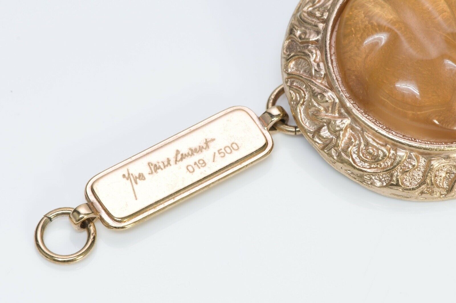 Yves Saint Laurent YSL Byzantine Style Faux Amber Glass Necklace