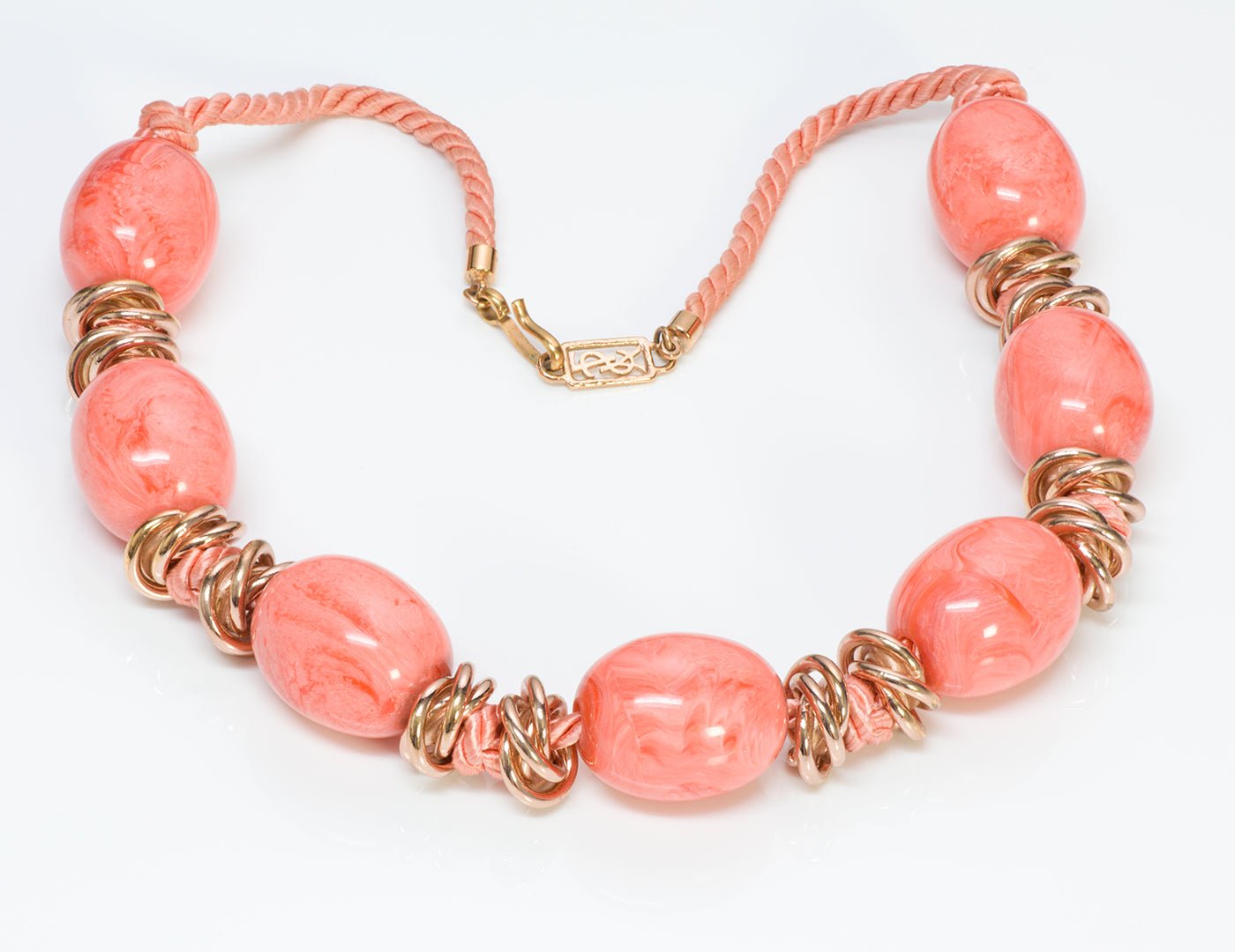 Yves Saint Laurent YSL Faux Coral Rope Necklace