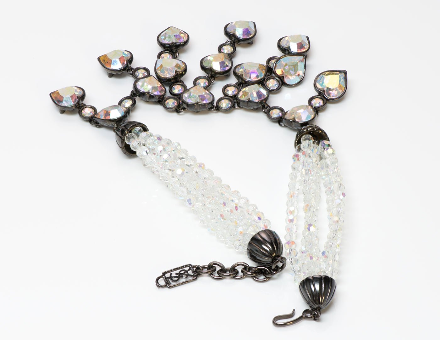 Yves Saint Laurent Crystal Aurora Borealis Heart Necklace