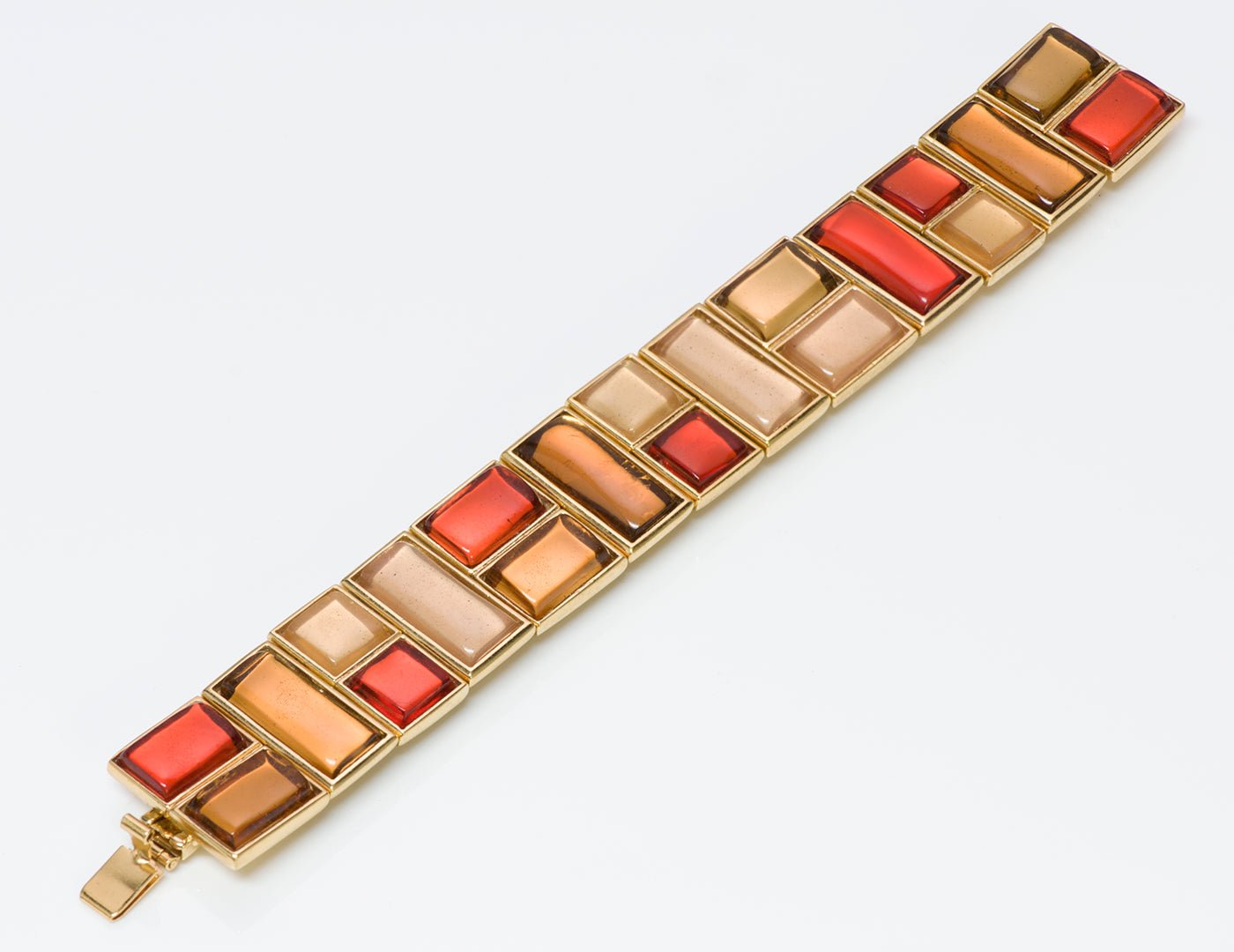 Yves Saint Laurent YSL Mondrian Style Multi Color Poured Glass Bracelet