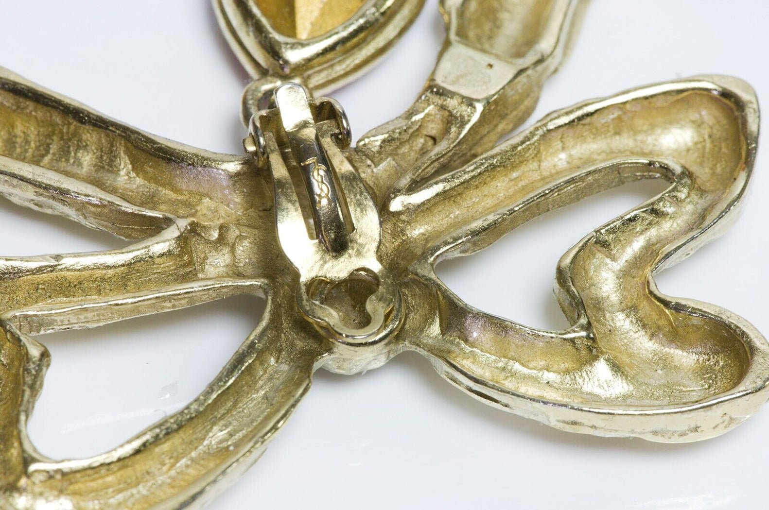 Yves Saint Laurent YSL Pink Crystal Bow Earrings