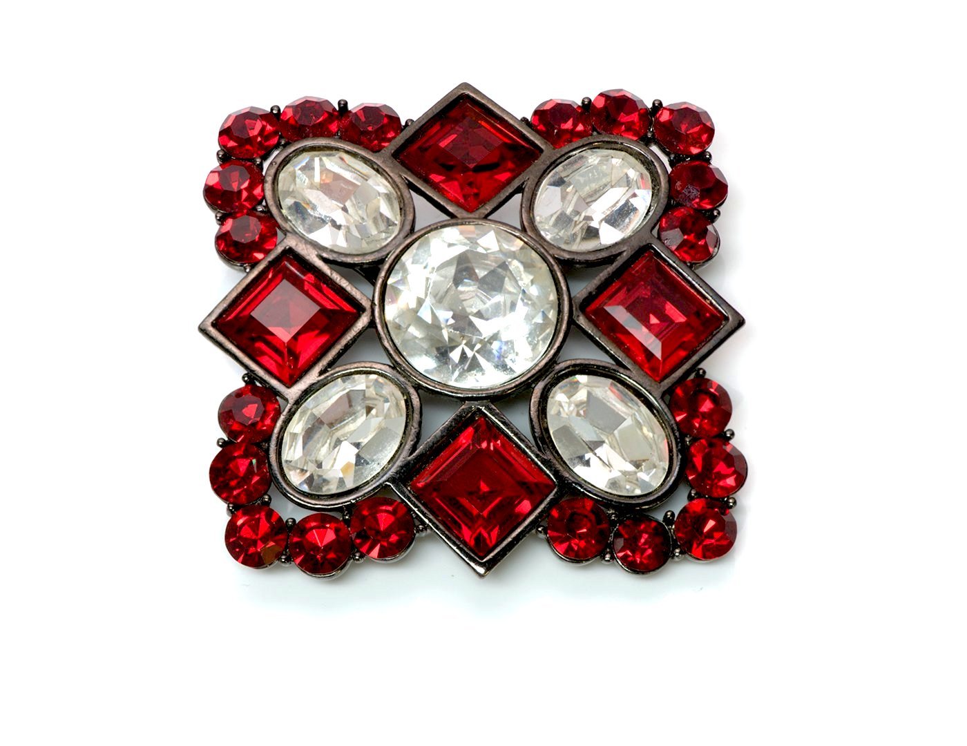 Yves Saint Laurent YSL Red Crystal Pendant Brooch