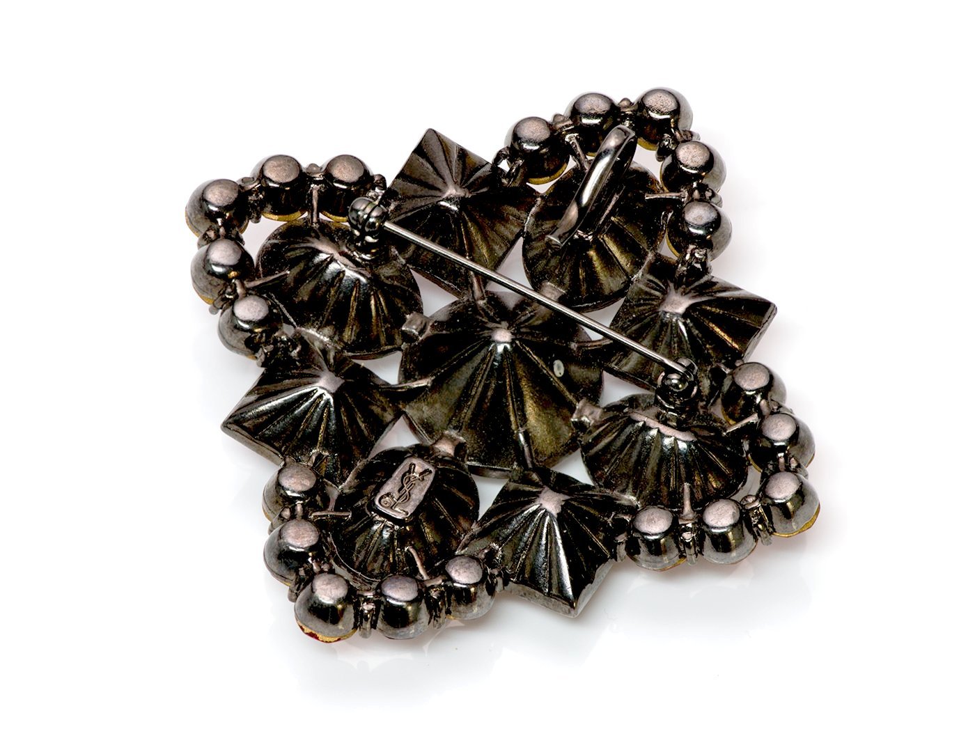 Yves Saint Laurent YSL Red Crystal Pendant Brooch