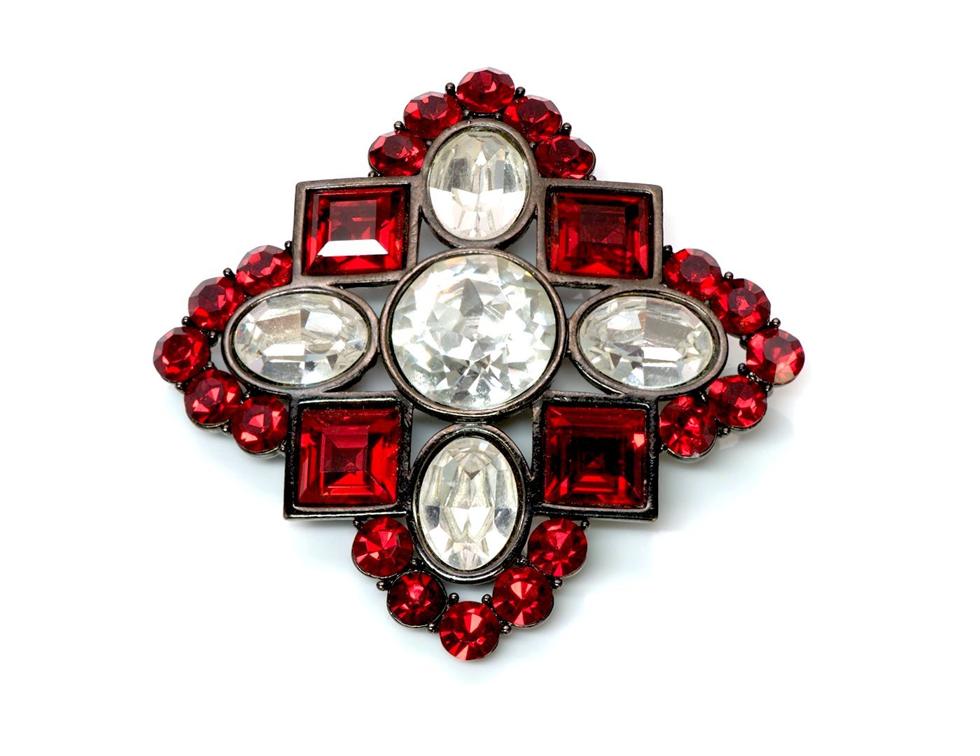 Yves Saint Laurent YSL Red Crystal Pendant Brooch