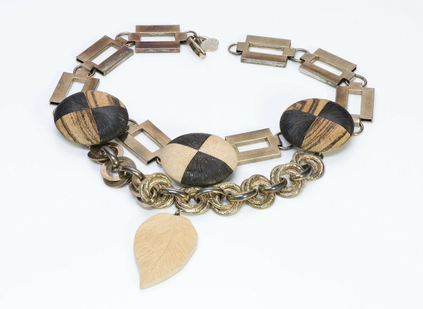 Yves Saint Laurent YSL Rive Gauche 1967 African Collection Chain Wood Necklace - DSF Antique Jewelry