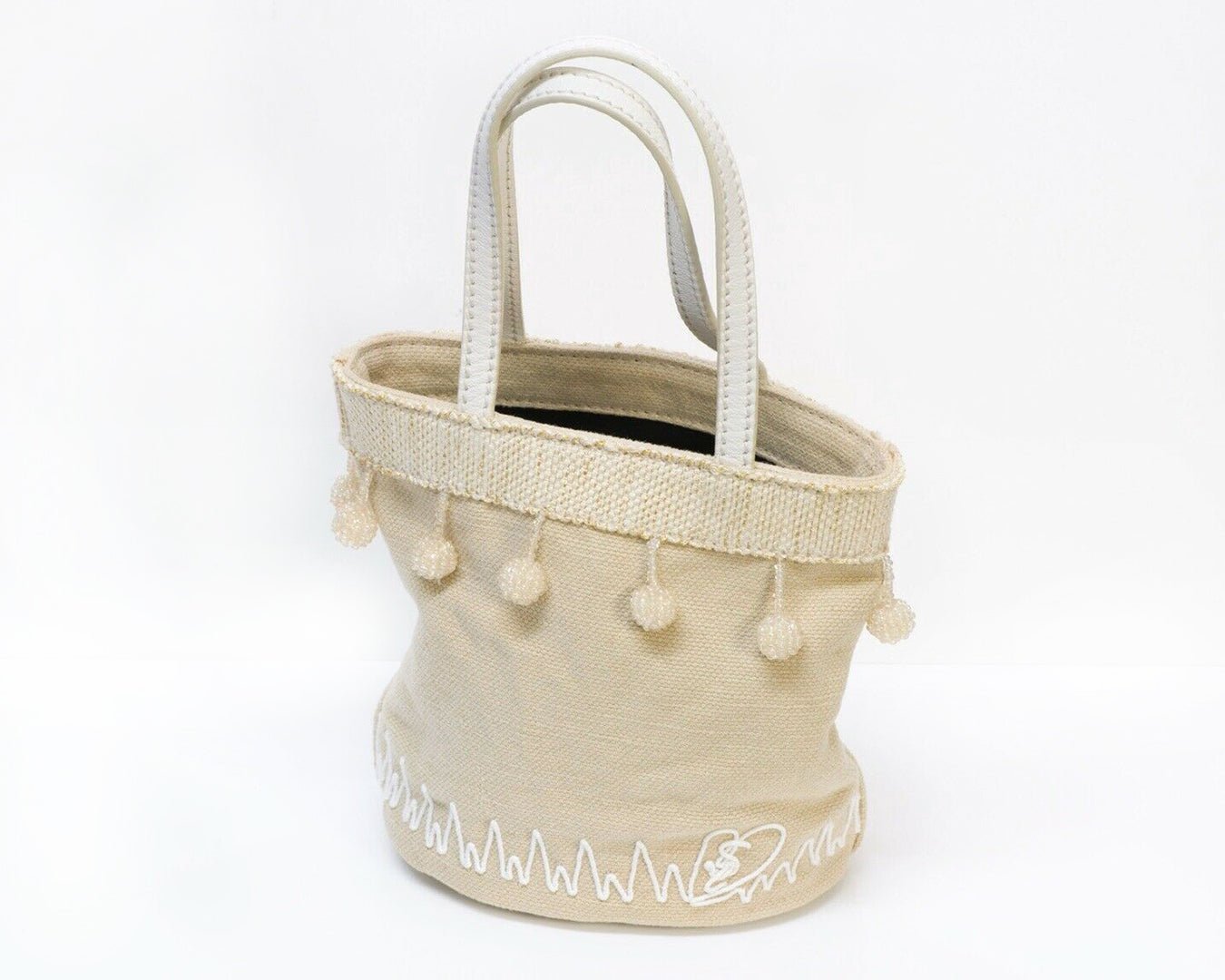 Yves Saint Laurent YSL Rive Gauche Beige Fabric Tassel Mini Bag