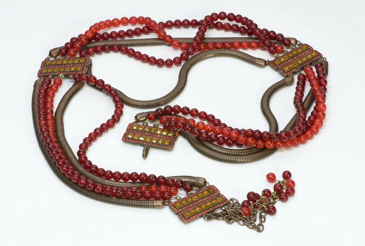 Yves Saint Laurent YSL Belt Necklace Vintage Triple Strand Coin 39.5\