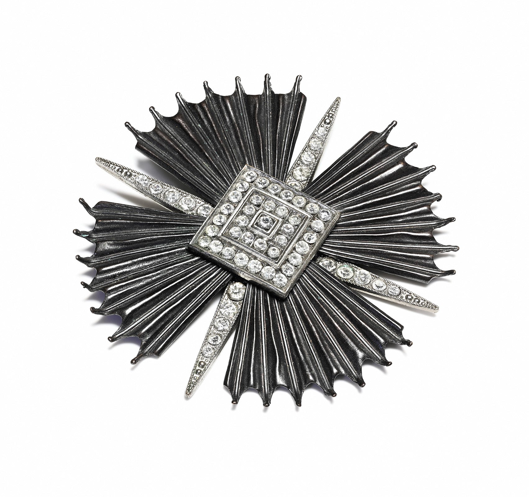 Vintage 1990's Yves Saint Layrent Crystal Maltese Cross Brooch