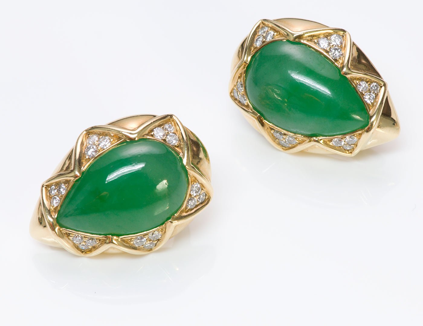 vintage jade gold earrings diamonds 