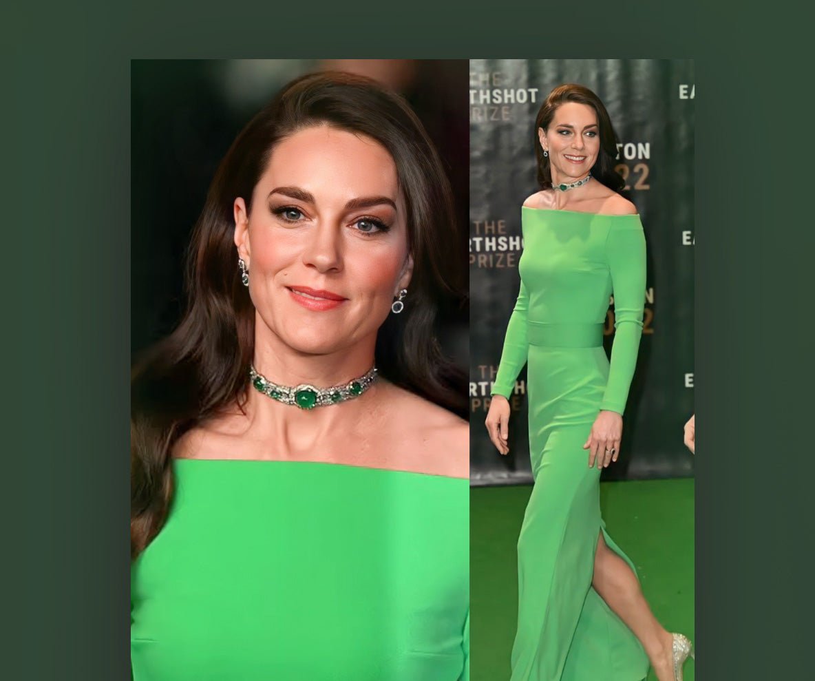So Elegant! Kate Middleton Shined In A Green Dress Accessorized With Asprey Earrings - DSF Antique Jewelry