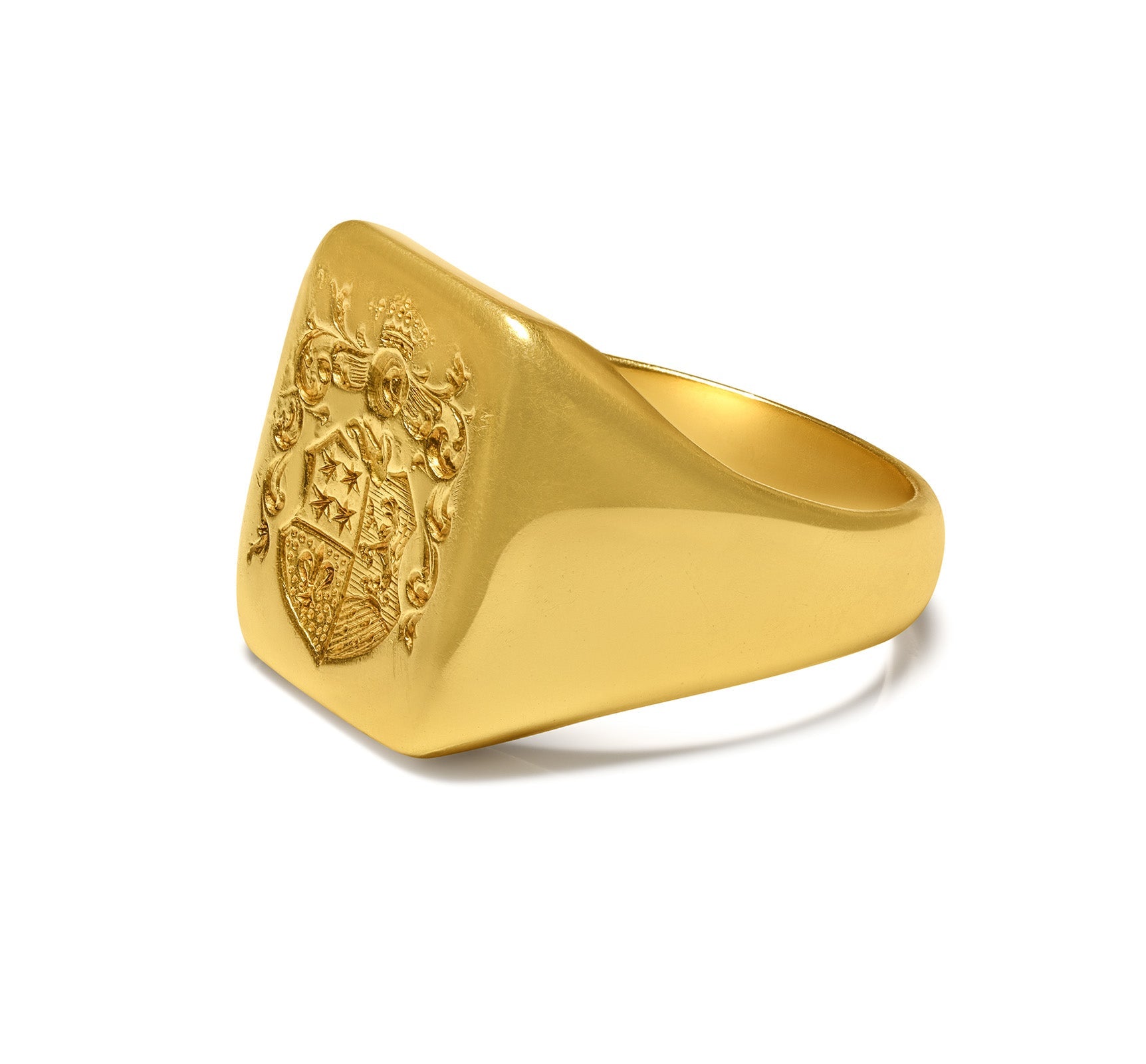 mens gold crest signet ring