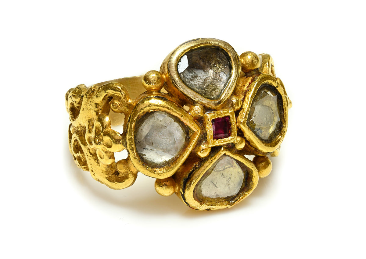 Renaissance Diamond Ruby Ring Gold 