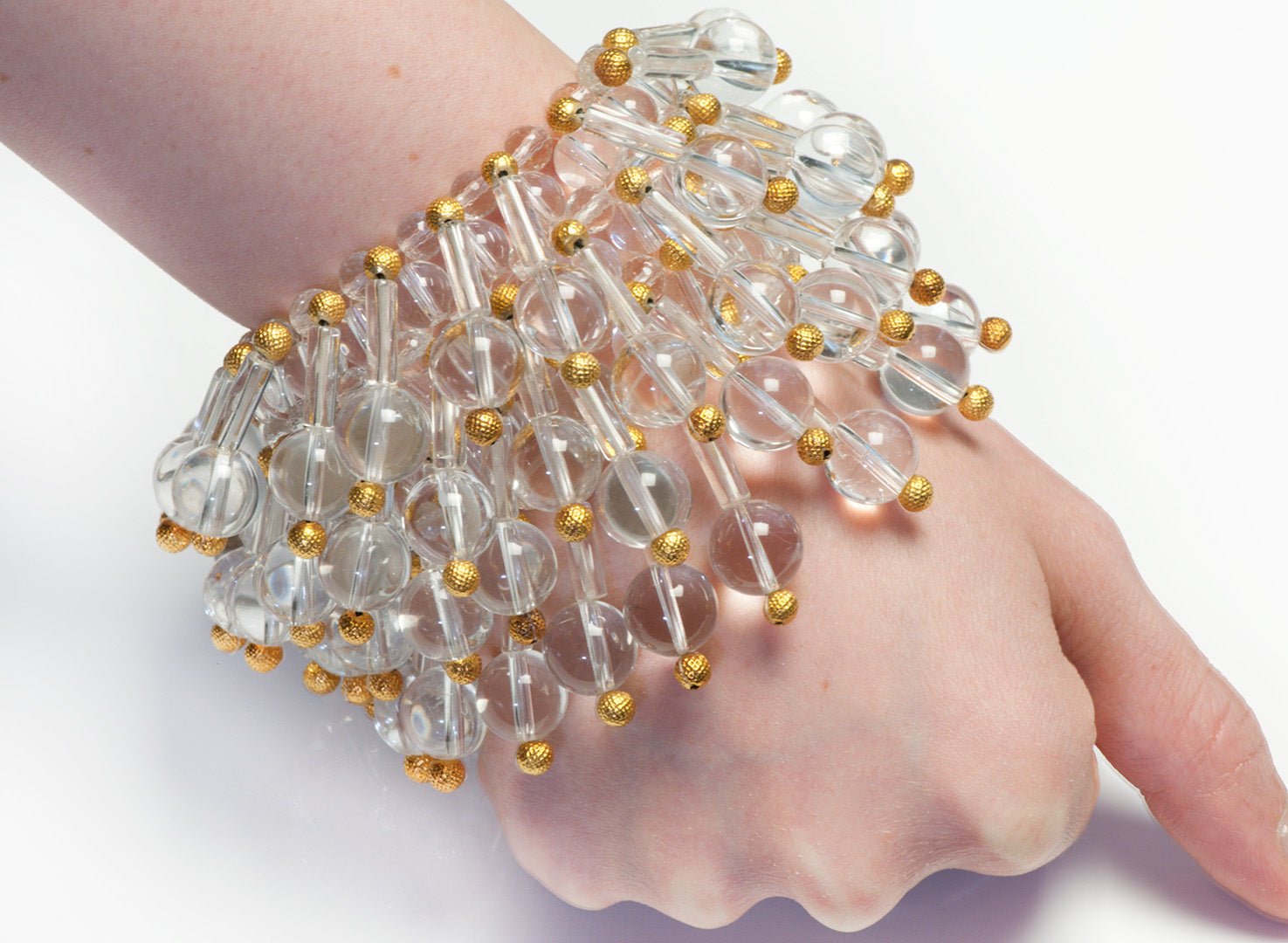18K Yellow Gold Crystal Bead Bracelet