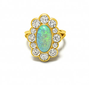 Opal Diamond Ring in 18K Gold