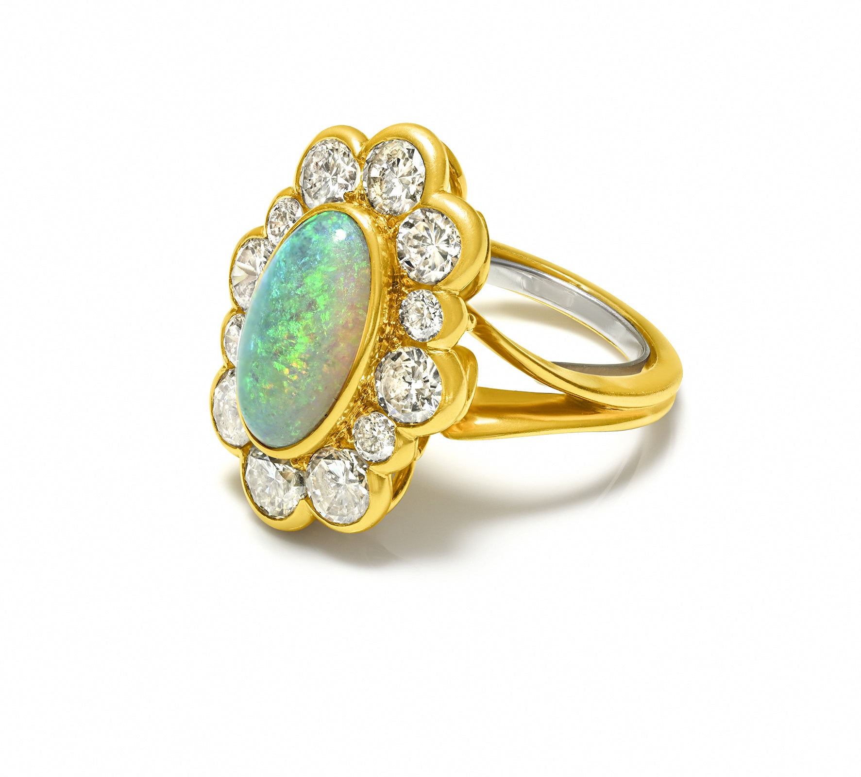 Opal Diamond Ring in 18K Gold