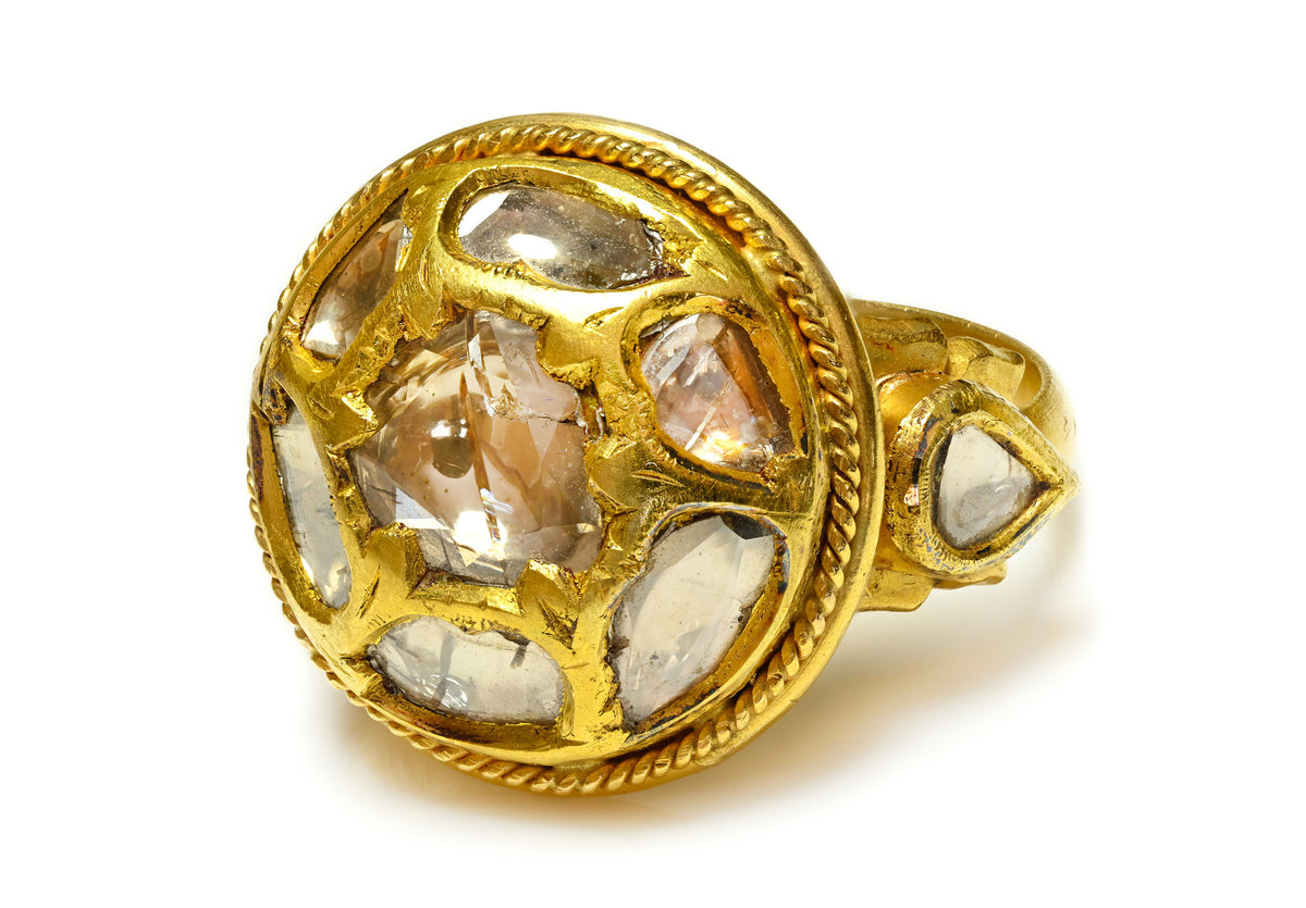 18th Century Mughal Diamond Ring in High-Karat Gold